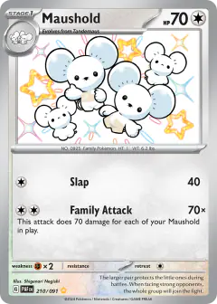 Maushold 210/091 Shiny Rare card from Paldean Fates