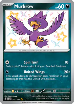 Murkrow 181/091 Shiny Rare card from Paldean Fates
