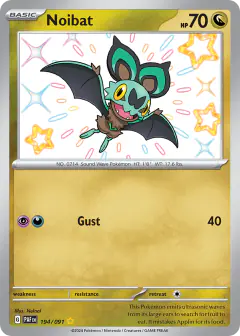 Noibat 194/091 Shiny Rare card from Paldean Fates