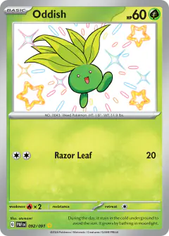 Oddish 092/091 Shiny Rare card from Paldean Fates