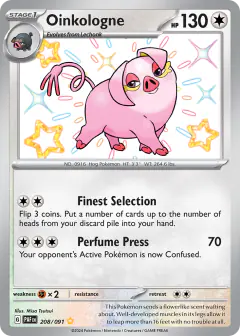 Oinkologne 208/091 Shiny Rare card from Paldean Fates