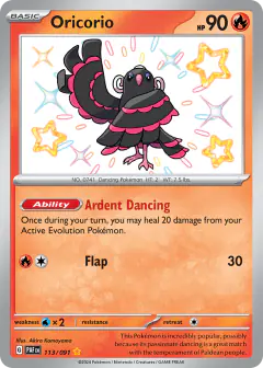 Oricorio 113/091 Shiny Rare card from Paldean Fates