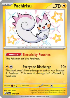 Pachirisu 138/091 Shiny Rare card from Paldean Fates