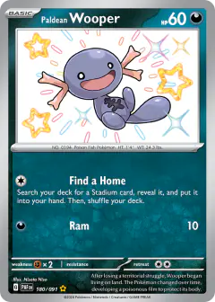 Paldean Wooper 180/091 Shiny Rare card from Paldean Fates