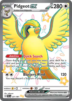 Pidgeot ex 221/091 Shiny Ultra Rare card from Paldean Fates