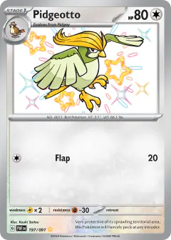 Pidgeotto 197/091 Shiny Rare card from Paldean Fates