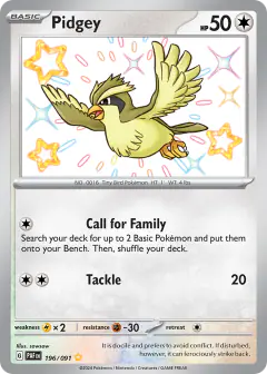 Pidgey 196/091 Shiny Rare card from Paldean Fates