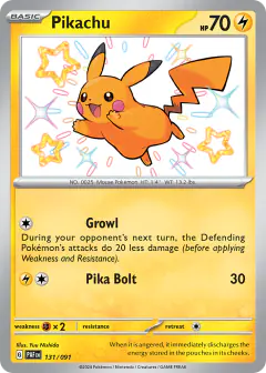 Pikachu 131/091 Shiny Rare card from Paldean Fates