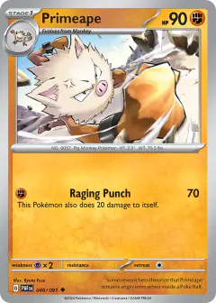 Primeape 046/091 Uncommon card from Paldean Fates