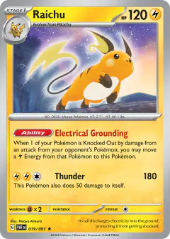 Raichu 019/091 Rare card from Paldean Fates