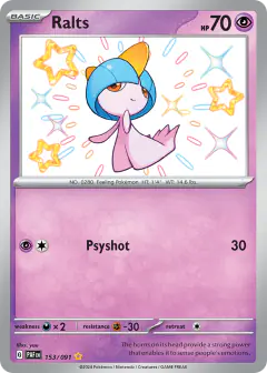 Ralts 153/091 Shiny Rare card from Paldean Fates