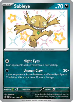 Sableye 184/091 Shiny Rare card from Paldean Fates