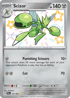 Scizor 191/091 Shiny Rare card from Paldean Fates