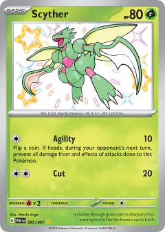 Scyther 095/091 Shiny Rare card from Paldean Fates