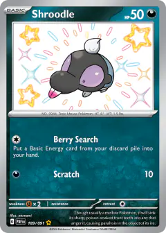 Shroodle 189/091 Shiny Rare card from Paldean Fates
