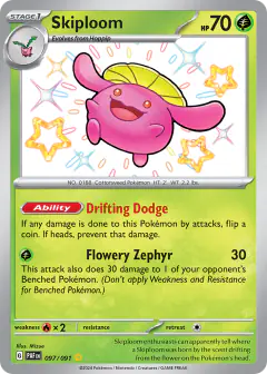 Skiploom 097/091 Shiny Rare card from Paldean Fates
