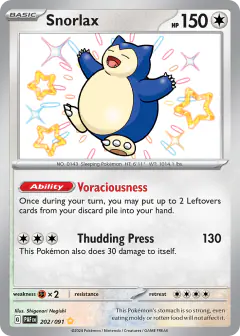 Snorlax 202/091 Shiny Rare card from Paldean Fates