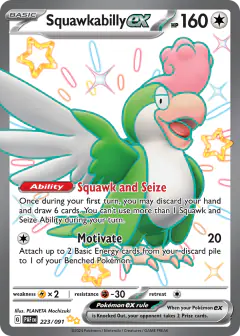 Squawkabilly ex 223/091 Shiny Ultra Rare card from Paldean Fates
