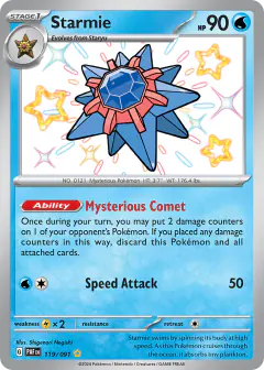 Starmie 119/091 Shiny Rare card from Paldean Fates