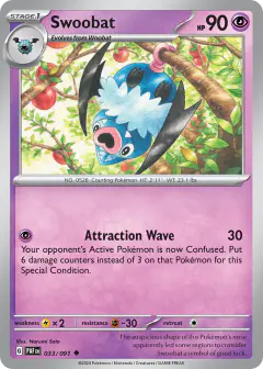 Swoobat 033/091 Uncommon card from Paldean Fates