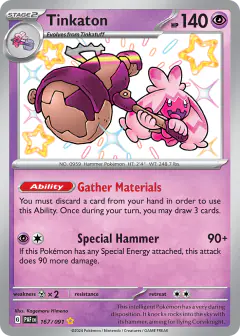 Tinkaton 167/091 Shiny Rare card from Paldean Fates