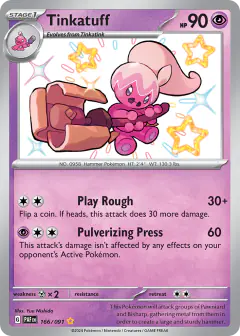 Tinkatuff 166/091 Shiny Rare card from Paldean Fates