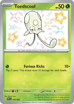 Toedscool 105/091 Shiny Rare card from Paldean Fates