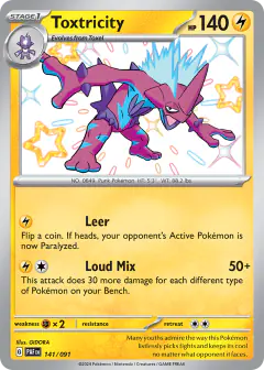 Toxtricity 141/091 Shiny Rare card from Paldean Fates