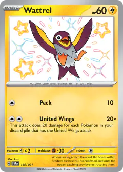 Wattrel 145/091 Shiny Rare card from Paldean Fates