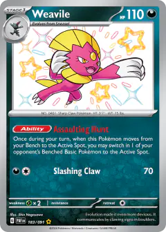 Weavile 183/091 Shiny Rare card from Paldean Fates