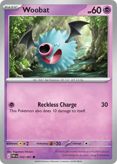 Woobat 032/091 Common card from Paldean Fates