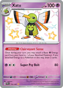 Xatu 152/091 Shiny Rare card from Paldean Fates