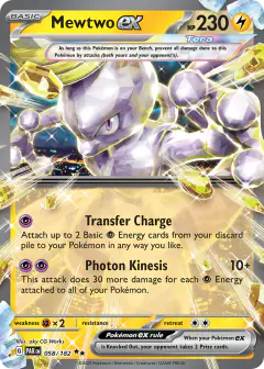 Mewtwo ex 058/182 Double Rare card from Paradox Rift