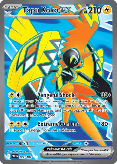 Tapu Koko ex 222/182 Ultra Rare card from Paradox Rift