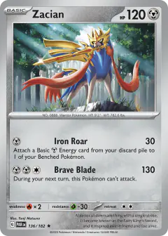 Zacian 136/182 Rare card from Paradox Rift