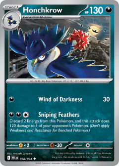 Honchkrow 058/94 Uncommon card from Phantasmal Flames