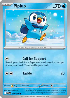 Piplup 027/94 Common card from Phantasmal Flames