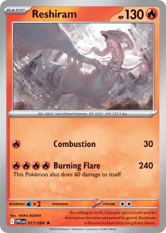 Reshiram 017/94 Rare card from Phantasmal Flames