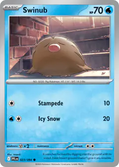 Swinub 023/94 Common card from Phantasmal Flames