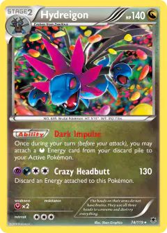 Hydreigon 74/119 Rare Holo card from Phantom Forces