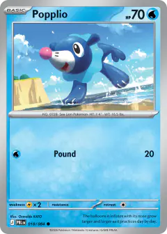 Popplio 018/084 Common card from Pitch Black