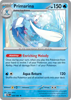 Primarina 020/084 Rare card from Pitch Black