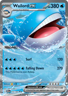 Wailord ex 016/084 Double Rare card from Pitch Black