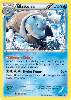 Blastoise 16/101 Rare Holo card from Plasma Blast
