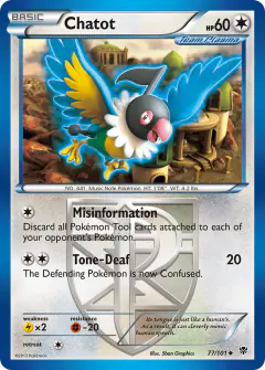 Chatot 77/101 Uncommon card from Plasma Blast