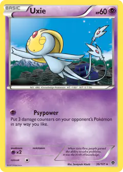 Uxie 36/101 Rare card from Plasma Blast