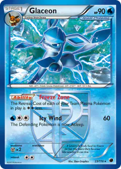 Glaceon 23/116 Rare card from Plasma Freeze