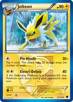 Jolteon 34/116 Uncommon card from Plasma Freeze