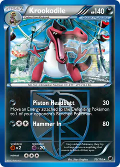 Krookodile 70/116 Rare card from Plasma Freeze