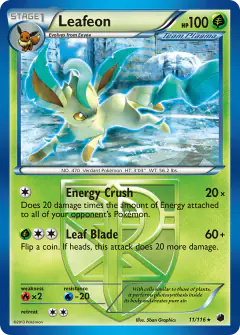 Leafeon 11/116 Rare card from Plasma Freeze